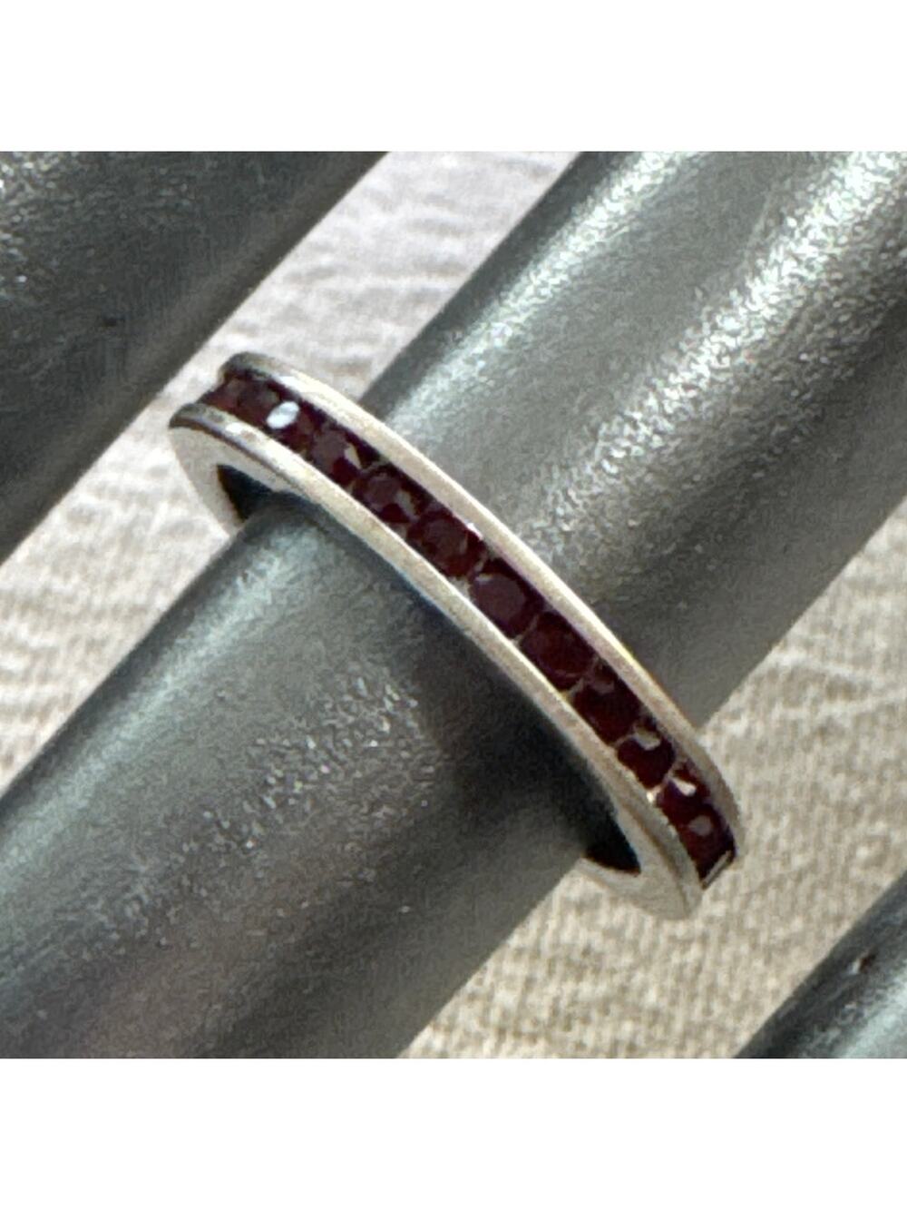 Silver Tone, Ruby, Garnet Look Chanel Ring Size 6